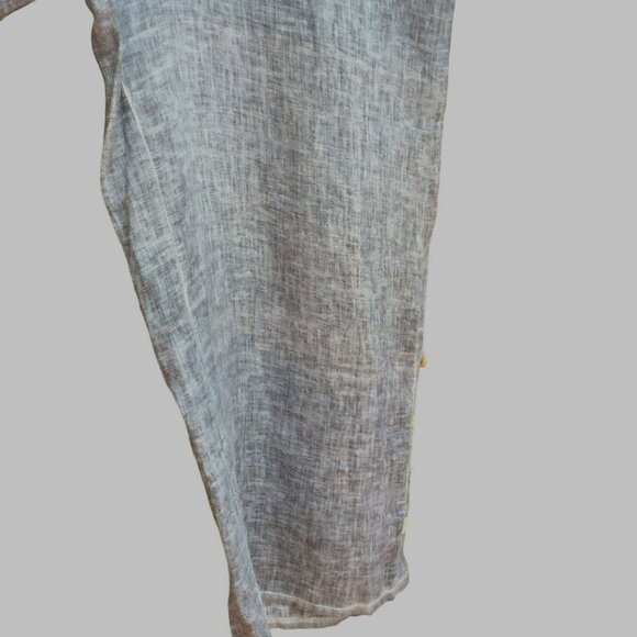 Inizio Italy Women Size S Linen Cropped Pants Buttons Blue/Gray Flowy Beachy - Picture 6 of 9